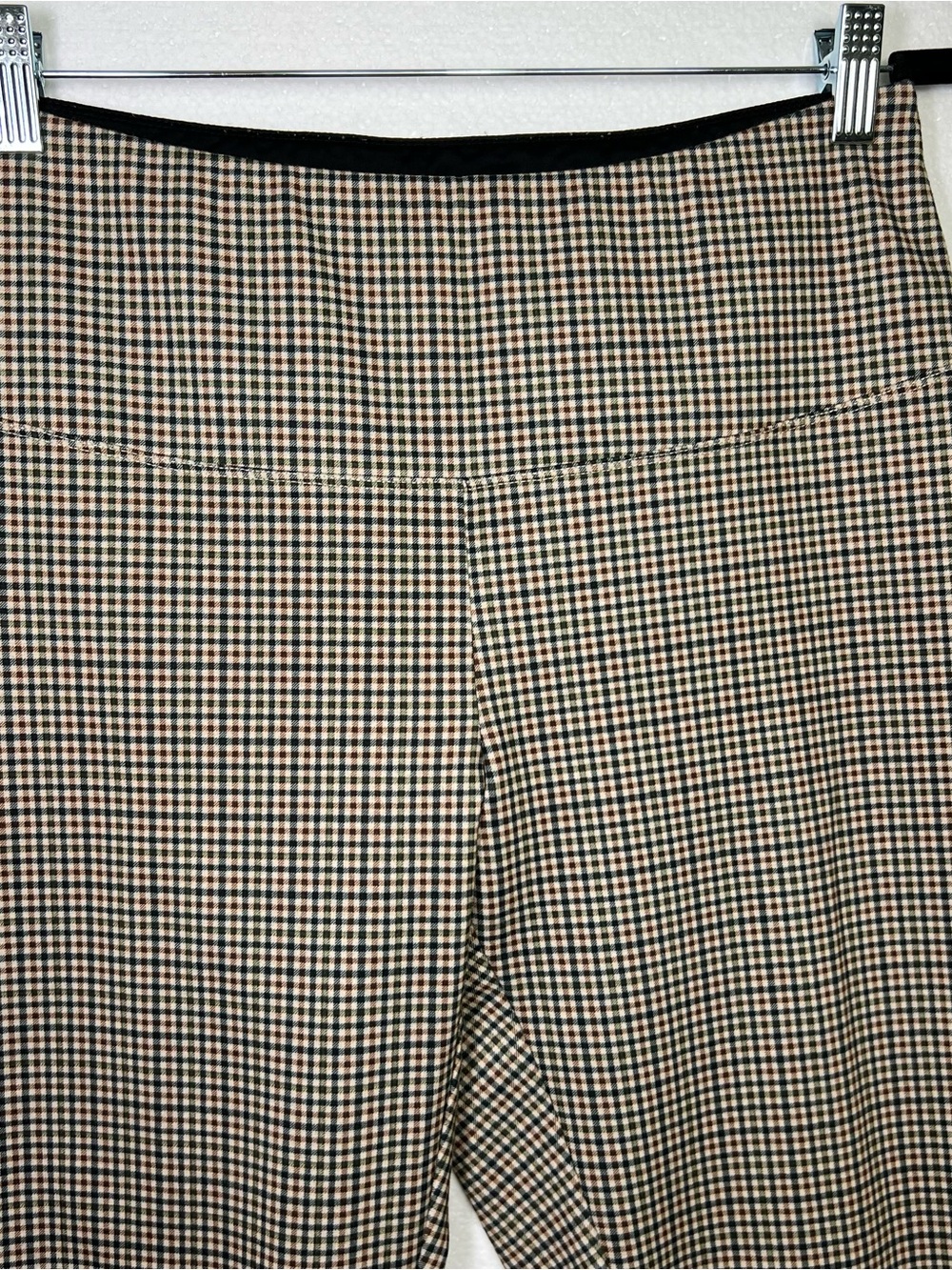 Per Se Tummy Control Leggings l M Plaid Stretch Pull On Pants Brown Checkered - Picture 2 of 6